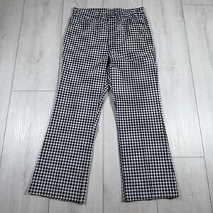 70s Levis Blue Plaid Pants Bell Bottom Flare Size 8 31x37 Unisex Pants Trousers